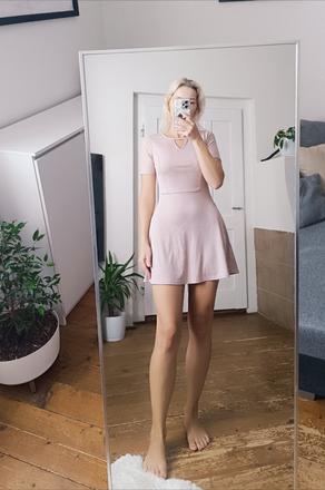Slabo-ružové/hnedé krátke šaty, h&m,36