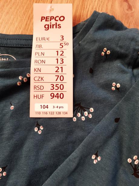 Dievčenské tričko s dlhým rukávom, pepco,104