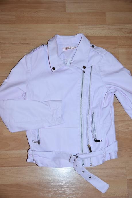 Ružová koženková bunda, s