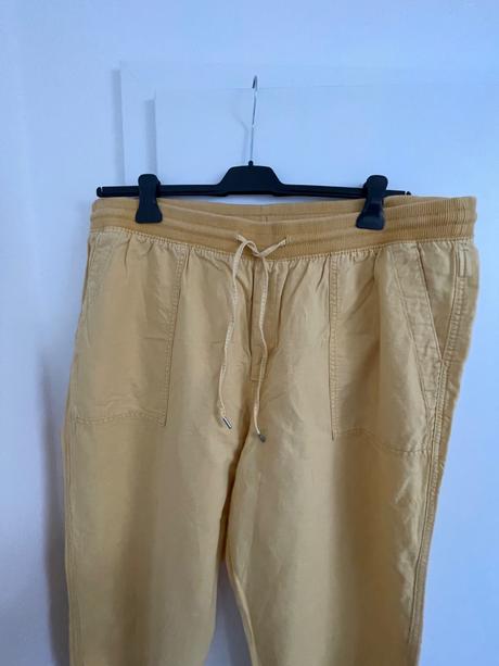 Pohodlné ľanové cuff nohavice, gap