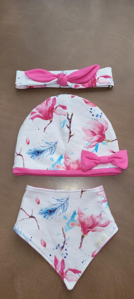 Handmade čiapka, nákrčník a čelenka, 40