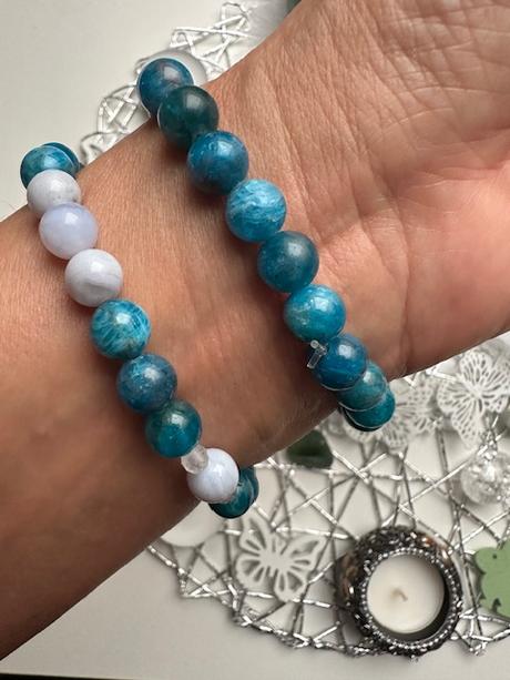 Náramok apatit - krištáľ s osobným zámerom,