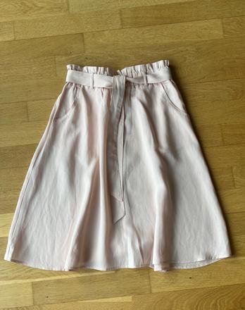 Svetloružová sukňa s ľanom, orsay,s