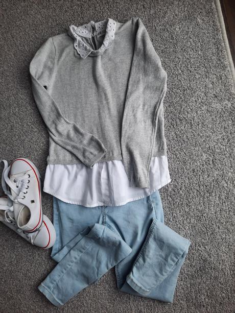 Sivy svetrik, h&m,134