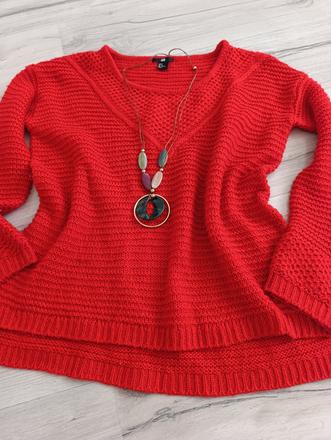 Pekný predĺžený sveter s náhrdelníkom, h&m,l