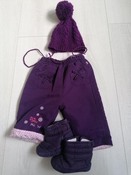 Fialové zateplene nohavice, 56