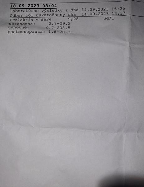Prolaktín - výsledky