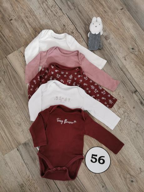 Bordové a biele dlhorukávové body fox & bunny, fox & bunny,56