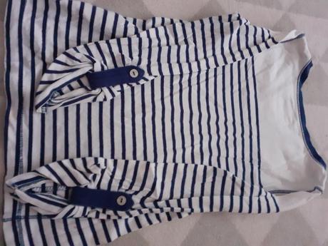 Biely dievcensky pulover s modrymi pasikmi, namorn, h&m,104