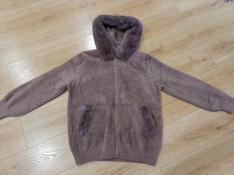 Alpaka bundička na zips s kožušinkou, staroružová, 