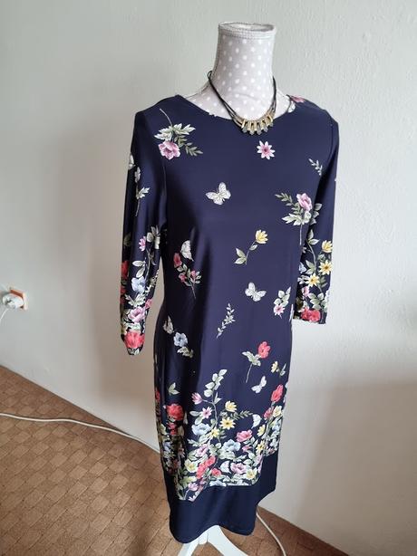 Tmavomodré elastické šaty f&f veľ. m, f&f,m