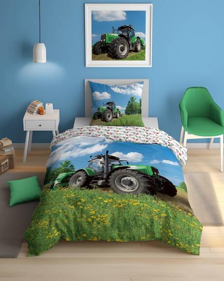 Obliečky 140x200 traktor na lúke - svietiace, šírka (cm): 140,dĺžka (cm): 200