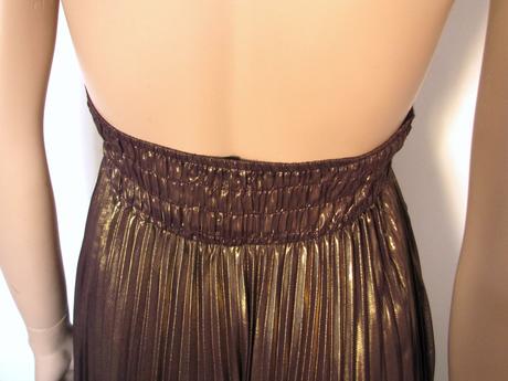 Plisované fialovo-zlaté spoločenské šaty,