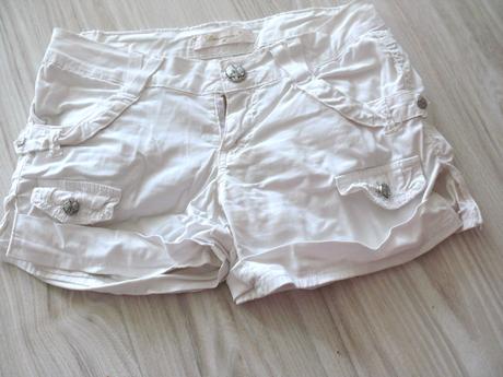 Biele riflové sortky-pohodlné kraťasy m/l, dromedar,m