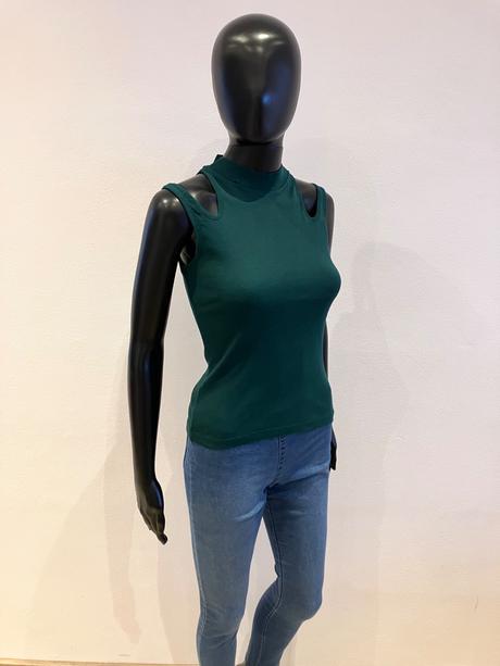 Tmavozelený rebrovaný top (xs), sinsay,xs