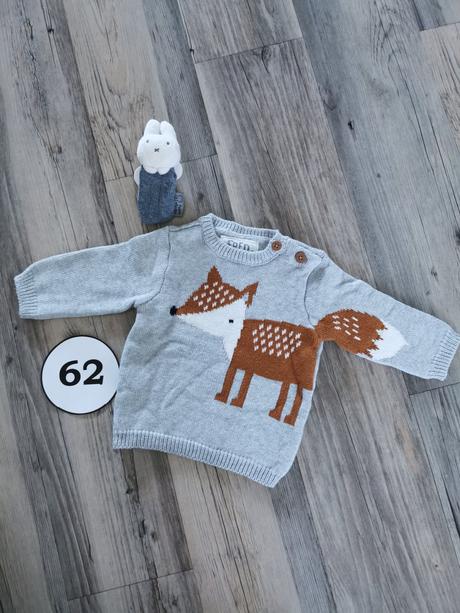 Pletený sivý pulóver s líškou f&f, f&f,62