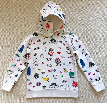 Biela mikina s farebnými kresbami, h&m,110