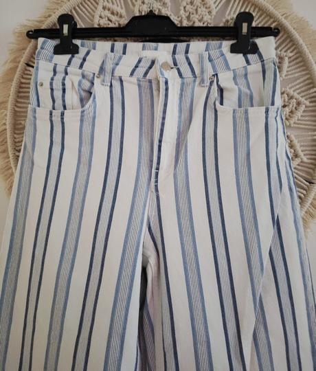 Pruhované široké džínsy, h&m,l