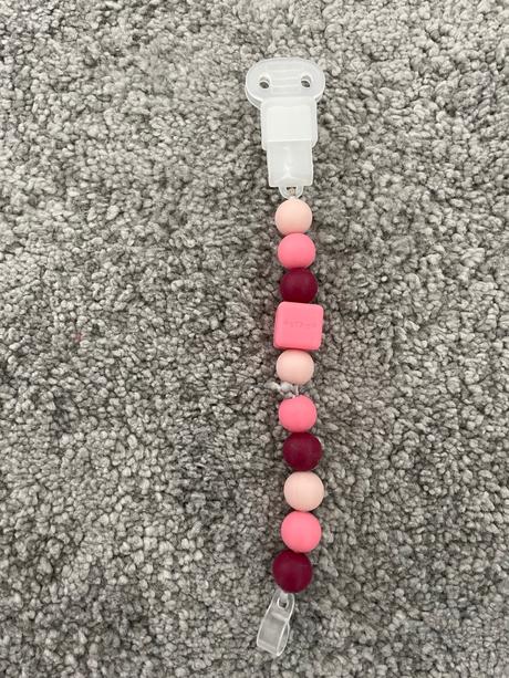 Nattou klip na cumlík silikónový ružový, 