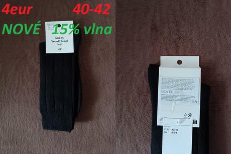 Ponožky dlhé z rebrovaného úpletu čierne, h&m,40 / 42