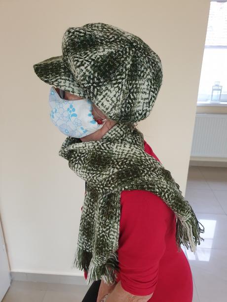 Zelený set - čiapka a šál, 