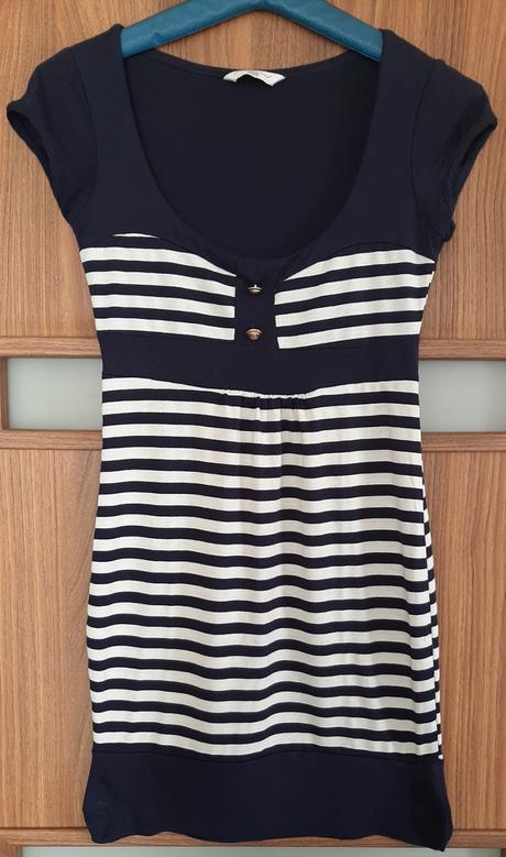 Modrobiele pásikavé tričko, new look,38