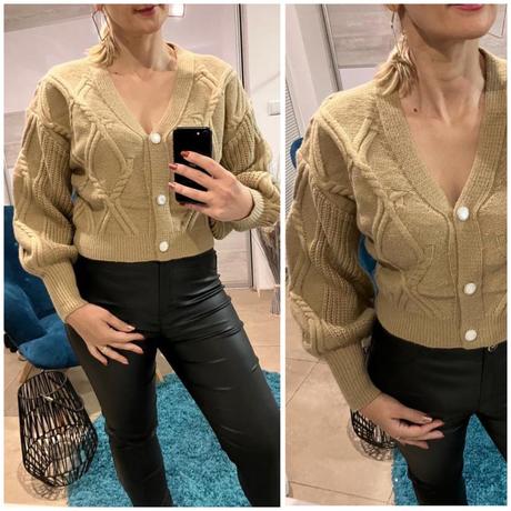 Dámsky vzorovaný sveter s balónovými rukávmi, l / m / s / xl