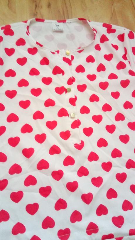 Srdiečková predĺžená blúzka, s