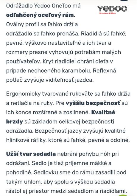 Odrážadlo yedoo onetoo, yedoo