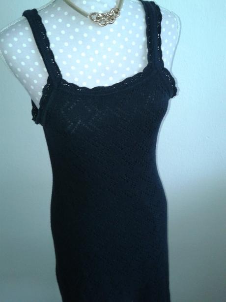 Čierne pletené šaty s podšívkou veľ. 38, 38