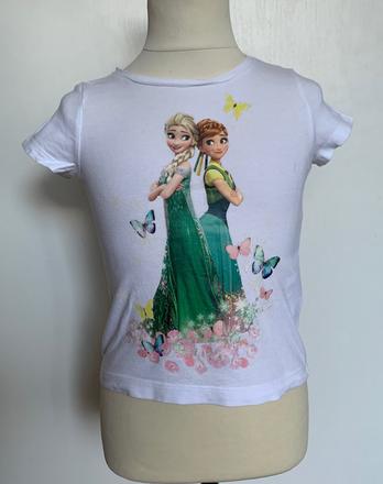 H&m biele tričko anna a elsa (frozen), h&m,98