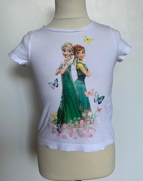 H&m biele tričko anna a elsa (frozen), h&m,98