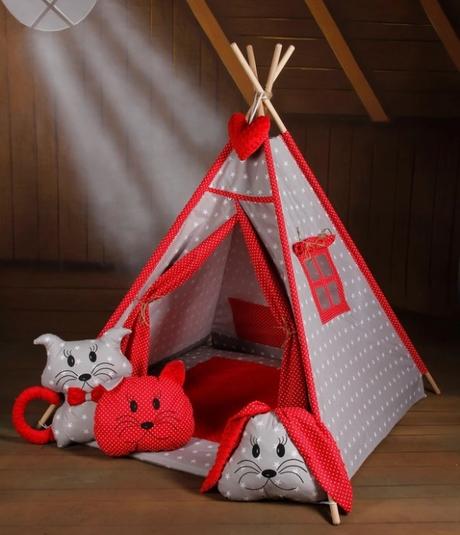 Stan pre deti típí s veľkou výbavou - sivý, modrý,