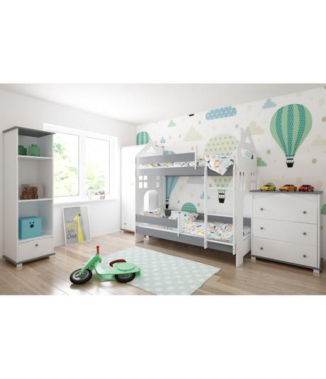 Poschodová posteľ dom ii, sivá - rozmer 180x80 cm, šírka (cm): 80,dĺžka (cm): 180