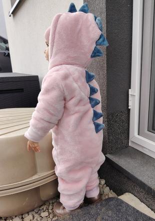 Rozkošný huňatý ružový overal s kapucňou dráčik, next,92