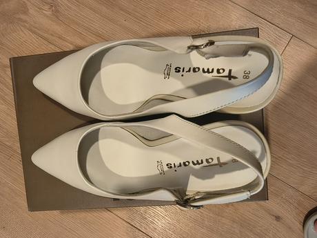 Biele kožené lodičky, tamaris,38