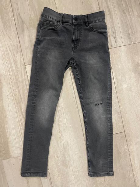 Skinny šedé vyšúchané rifle, next,128