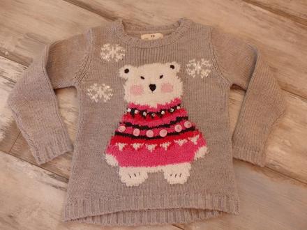 Teplý svetrík s medvedíkom 5/6 rokov, 122