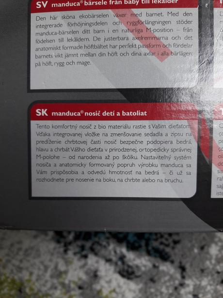 Manduca+nepoužité chrániče, manduca