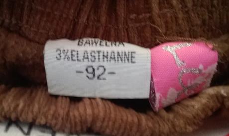 Zateplené manchestrové nohavice 92, 92