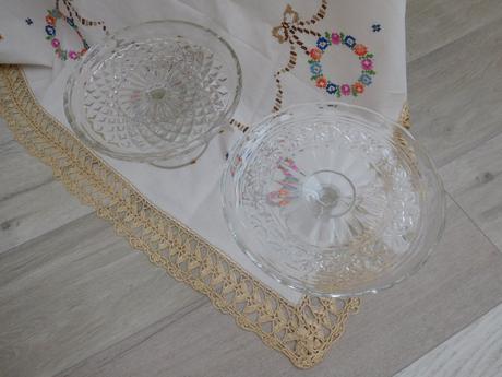 Sklo lisované-misy na ovocie, tácka na tortu,