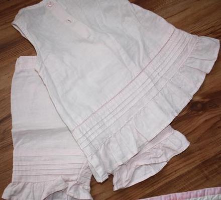 Ľanový kompletík - nohavky, tunika, h&m,74