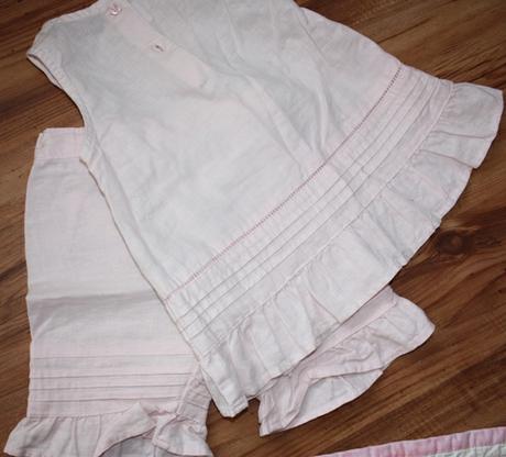 Ľanový kompletík - nohavky, tunika, h&m,74