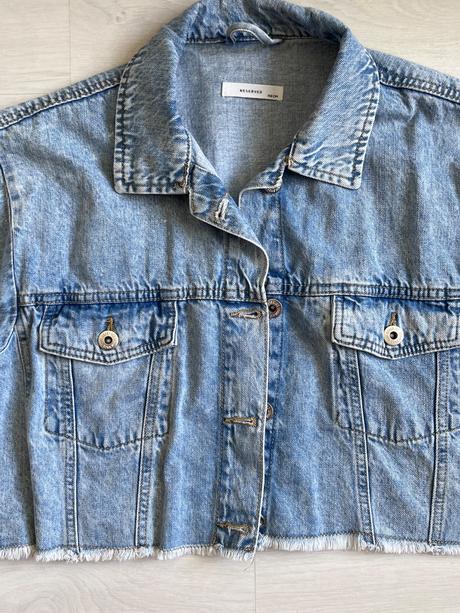 Riflová bunda crop top, reserved,158