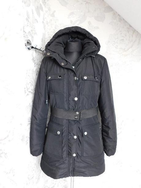 Luxusna zimna predlzena bunda s odonimatelnou kapu, 38