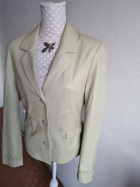 Bledozelenkavé kožené sako 40, 40
