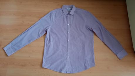 Kvalitná bielo-fialová pásikavá pánska košeľa, f&f,42