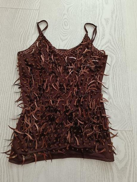 Hnedé tielko s flitrami, m