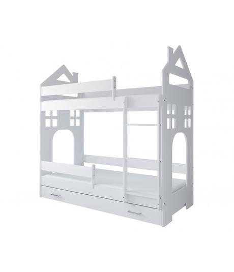 Poschodová posteľ dom ii, biela - rozmer 160x80 cm, šírka (cm): 80,dĺžka (cm): 160