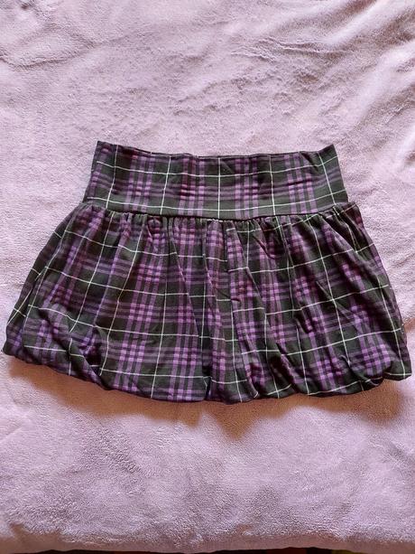Krátka károvaná fialová sukňa, new yorker,xs